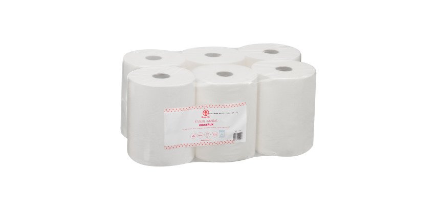 Pack 2 colis de 6 rouleaux d'essuie-mains Bruneau écolabel double épaisseur 90 m + 1 offert