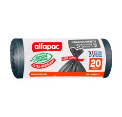 Vuilniszak Alfapac 20 liter grijs - Doos van 40 zakken