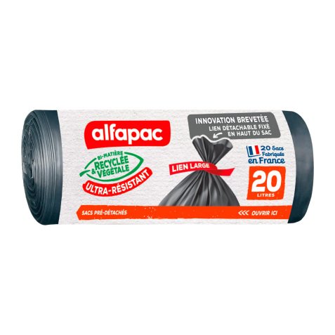 Sac poubelle 20 litres Ultra-résistant Alfapac gris - 40 sacs