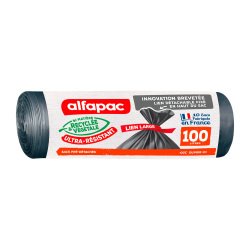 Sac poubelle 100 litres Ultra-résistant Alfapac gris - 30 sacs