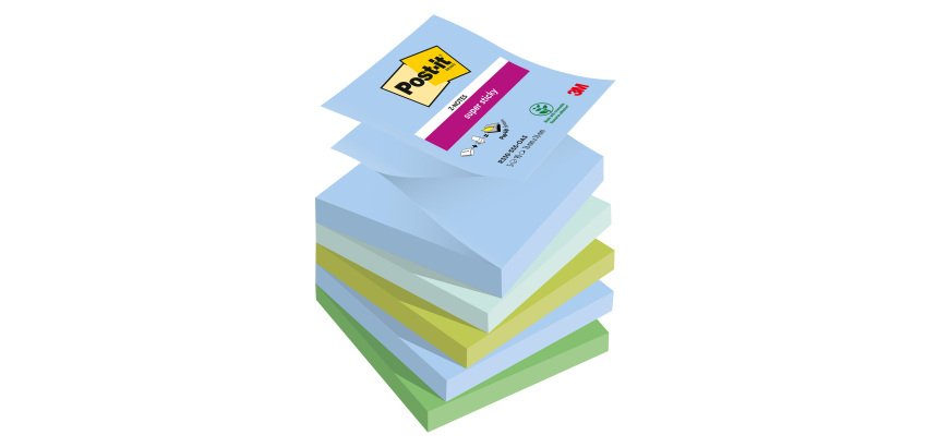Z-Notes couleurs Oasis Super Sticky Post-it 76 x 76 mm - bloc de 90 feuilles