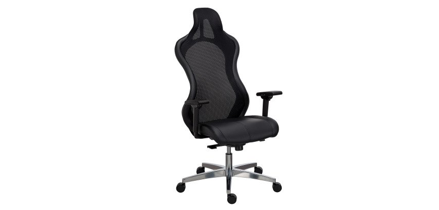 Office gaming chair LEWIS leatherette - with armrests and headrest - Seat depth adjustment - Synchronized mechanism - Aluminum feet