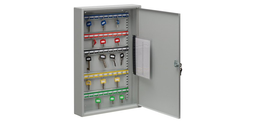 Armoire 50 clés fermeture à clé gris clair