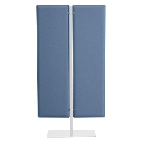 Mampara Ecla acústica sobre pata metal blanca color azul claro