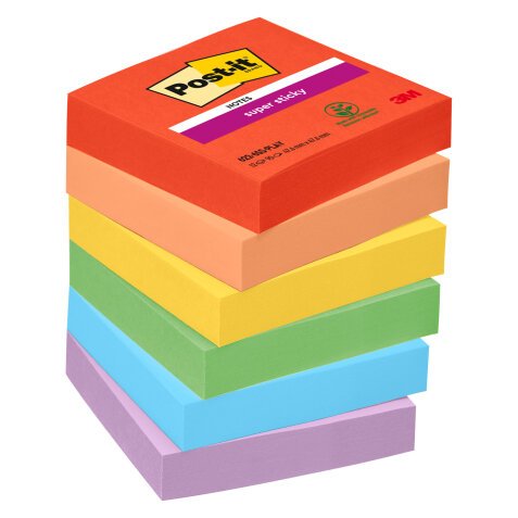 Notes repositionnables couleurs Playful Super Sticky Post-it - bloc de 90 feuilles