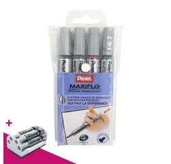Filzstift Pentel Maxiflo, abwischbar, Spitze 1,6 mm, assortierte Farben - Packung mit 4 Stück