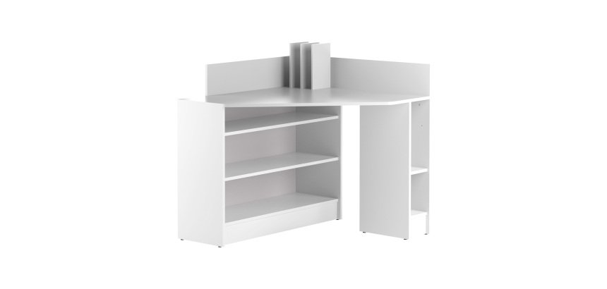 Bureau d'angle 90° L 94 x P 94 cm, piétement plein bois - Wall