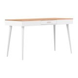 Desk Horizon light oak W 134 cm undercarriage in massive wood with drawer