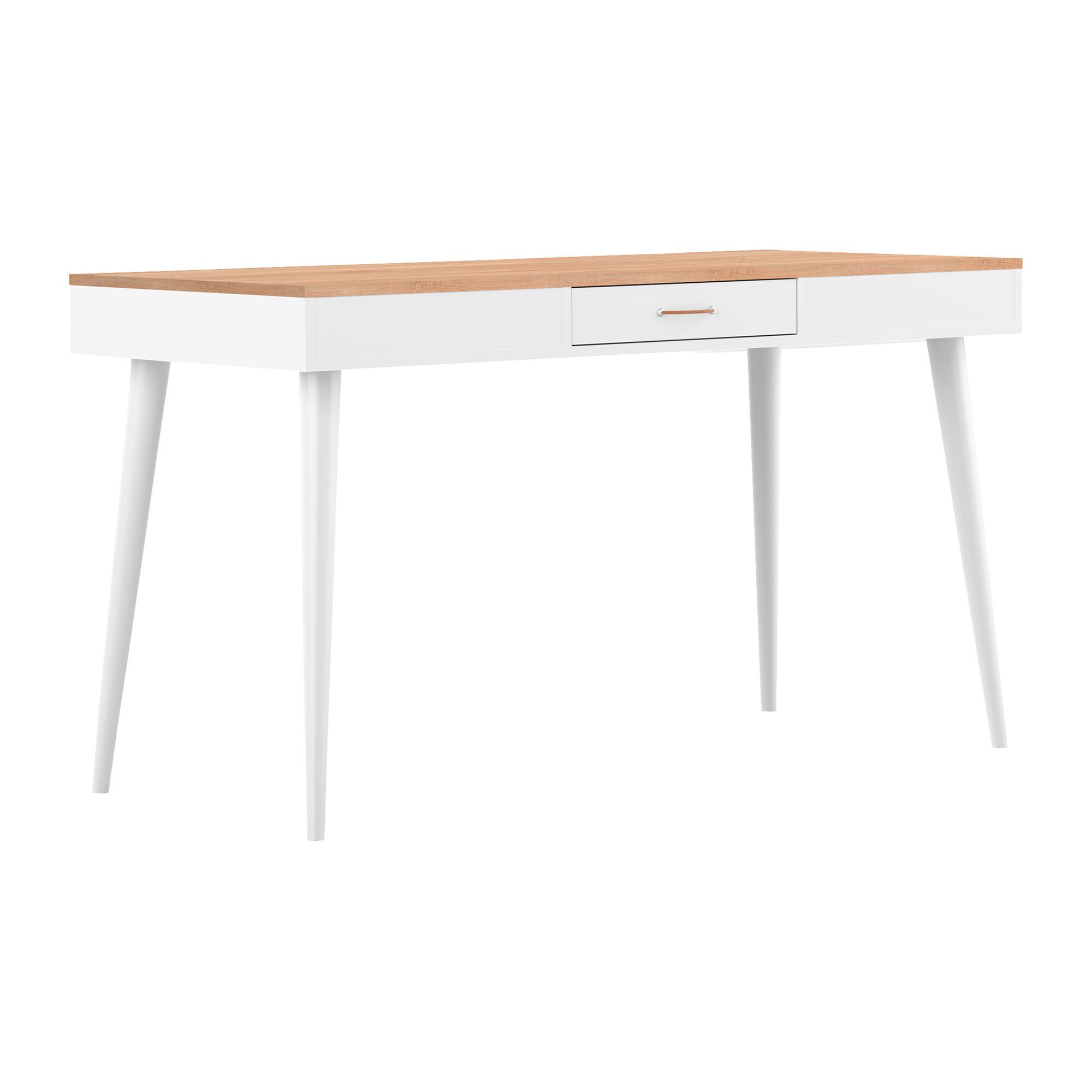 Bureau Horizon chêne clair 134 x 59 cm piètement bois massif avec tiroir