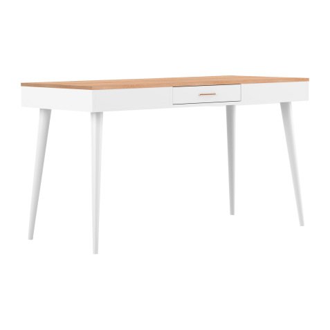 Schreibtisch Horizon helle Eiche B 134 cm Gestell in Massivholz mit Schublade