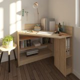 Bureau d'angle 90° L 94 x P 94 cm, piétement plein bois - Wall