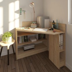 Bureau d'angle 90° L 94 x P 94 cm, piétement plein bois - Wall