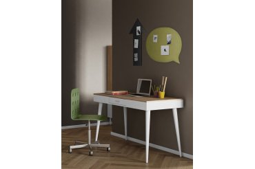 Desk Horizon light oak W 134 cm undercarriage in massive wood with drawer