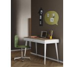 Bureau droit chêne clair L 134 cm, piètement bois massif avec tiroir - Horizon