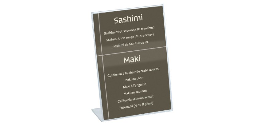 Présentoir de table Déflecto incliné A6 transparent