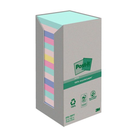 Notas adhesivas recicladas Post-it® Nature 76 x 76 mm