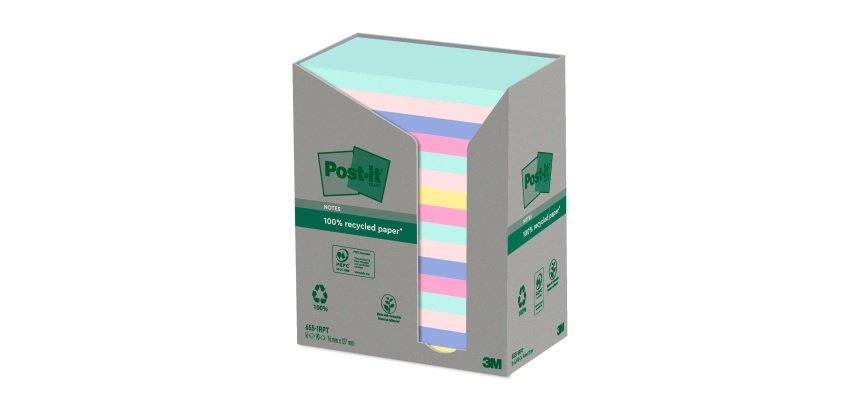 Notas adhesivas recicladas Post-it® Nature 76 x 127 mm