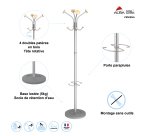 Portemanteau Alba 4 patères et 4 crochets embouts bois