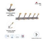 5 Patères murale finition bois Alba