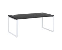 Mesa recta Shiny An 180 x Fon 90 cm negro ébano con patas de acero