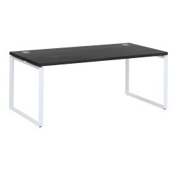 Mesa recta Shiny An 180 x Fon 90 cm negro ébano con patas de acero