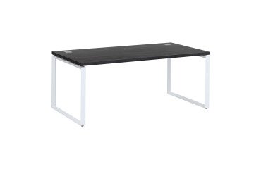 Mesa recta Shiny An 180 x Fon 90 cm negro ébano con patas de acero