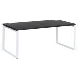 Bureau droit noir L 180 x P 90 cm, piètement métal format carré - Milano