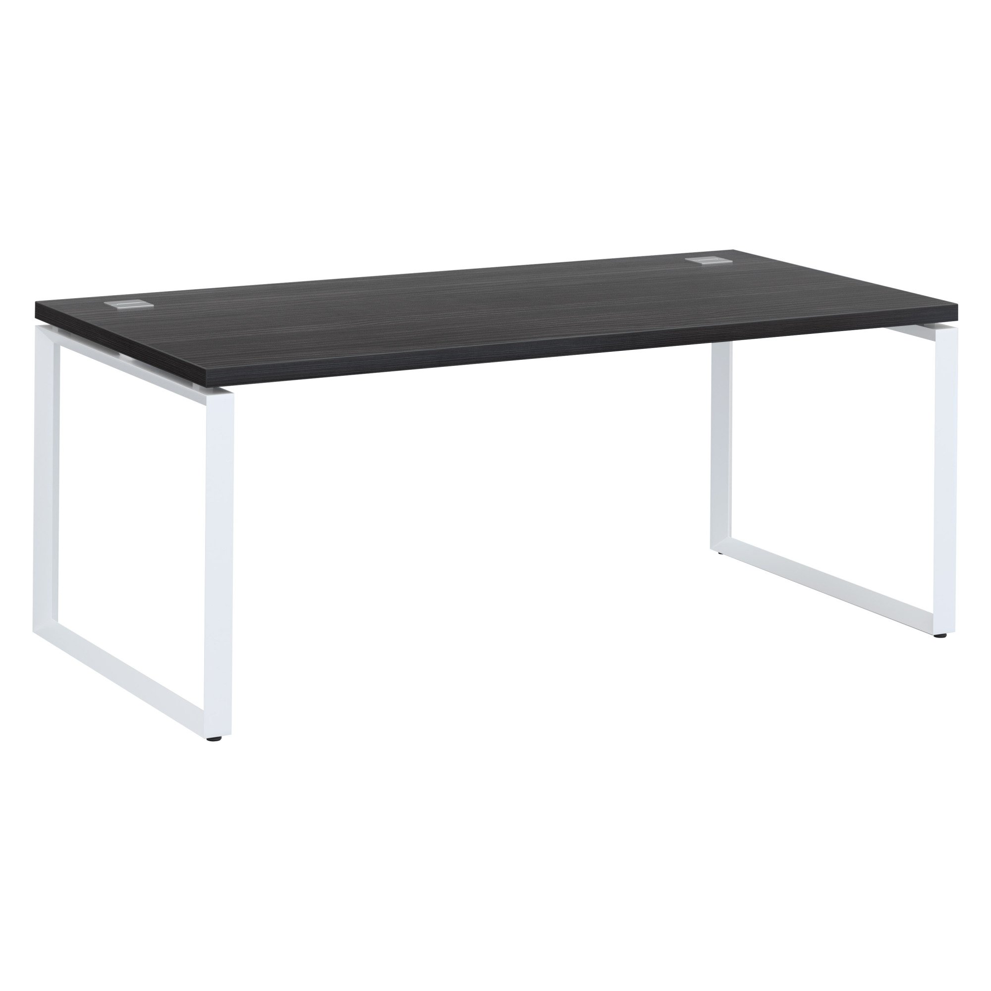 Bureau droit noir L 180 x P 90 cm, piètement métal format carré - Milano