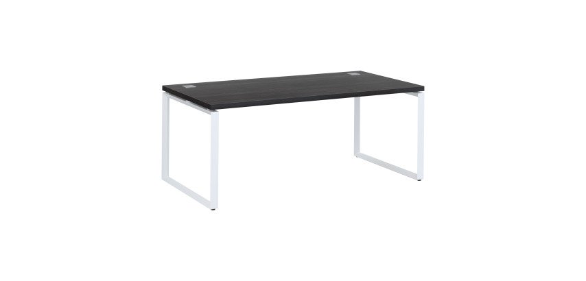 Mesa recta Shiny An 180 x Fon 90 cm negro ébano con patas de acero