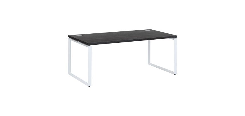 Bureau droit noir L 180 x P 90 cm, piètement métal format carré - Milano