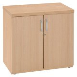 Armoire basse bois H 74 x L 80 cm portes battantes Milano métal