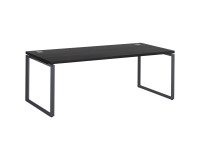 Mesa recta Shiny An 200 x Fon 90 cm negro ébano con patas de acero