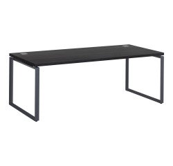 Mesa recta Shiny An 200 x Fon 90 cm negro ébano con patas de acero