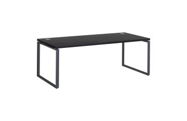 Mesa recta Shiny An 200 x Fon 90 cm negro ébano con patas de acero