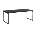 Bureau droit noir L 200 x P 90 cm, piètement métal format carré - Milano