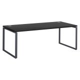 Bureau droit noir L 200 x P 90 cm, piètement métal format carré - Milano