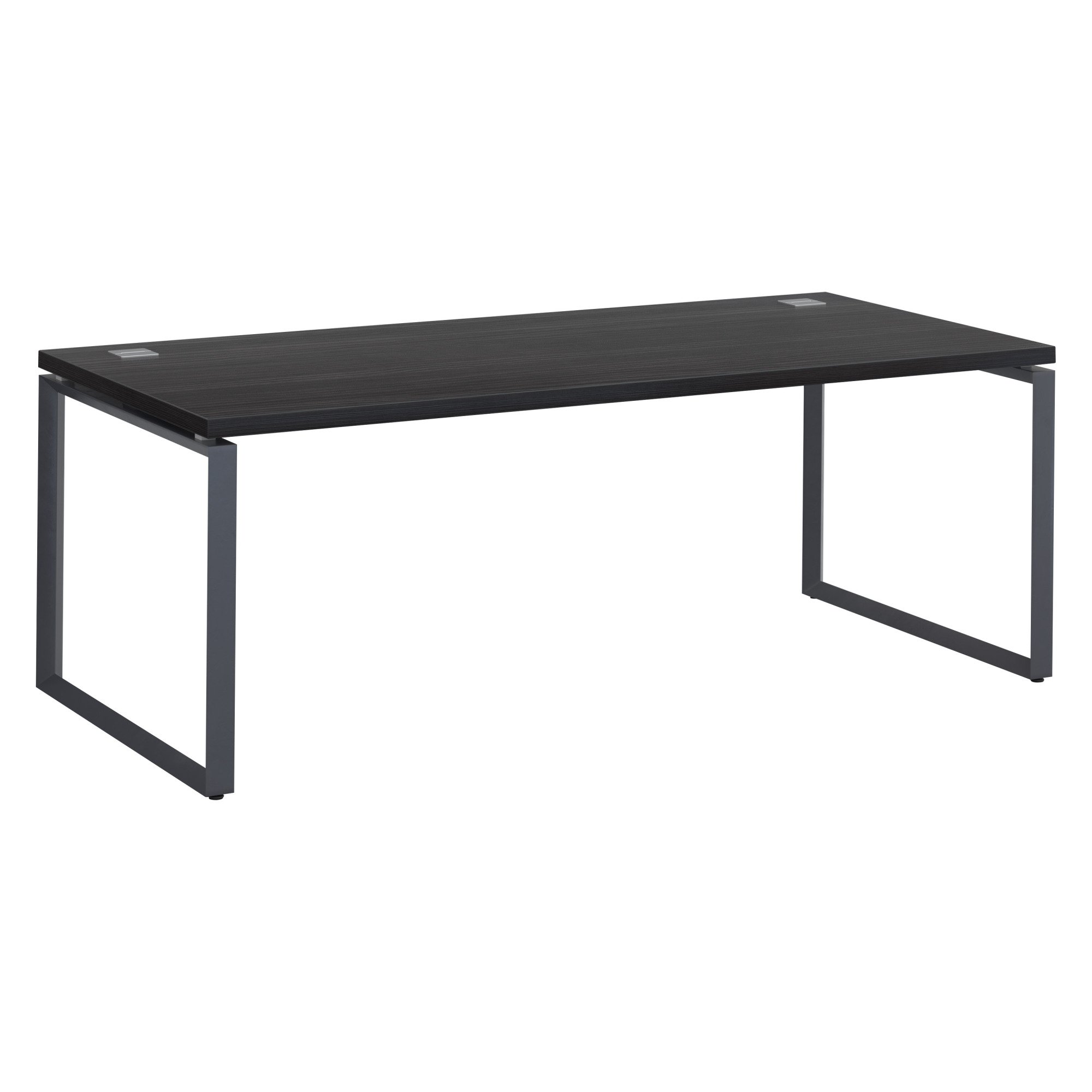 Bureau droit noir L 200 x P 90 cm, piètement métal format carré - Milano