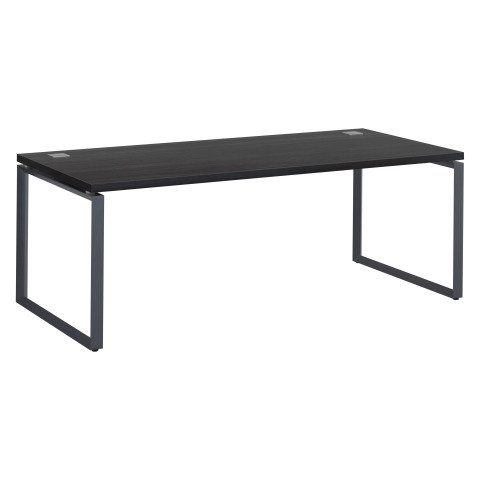Mesa recta Shiny An 200 x Fon 90 cm negro ébano con patas de acero antracitas