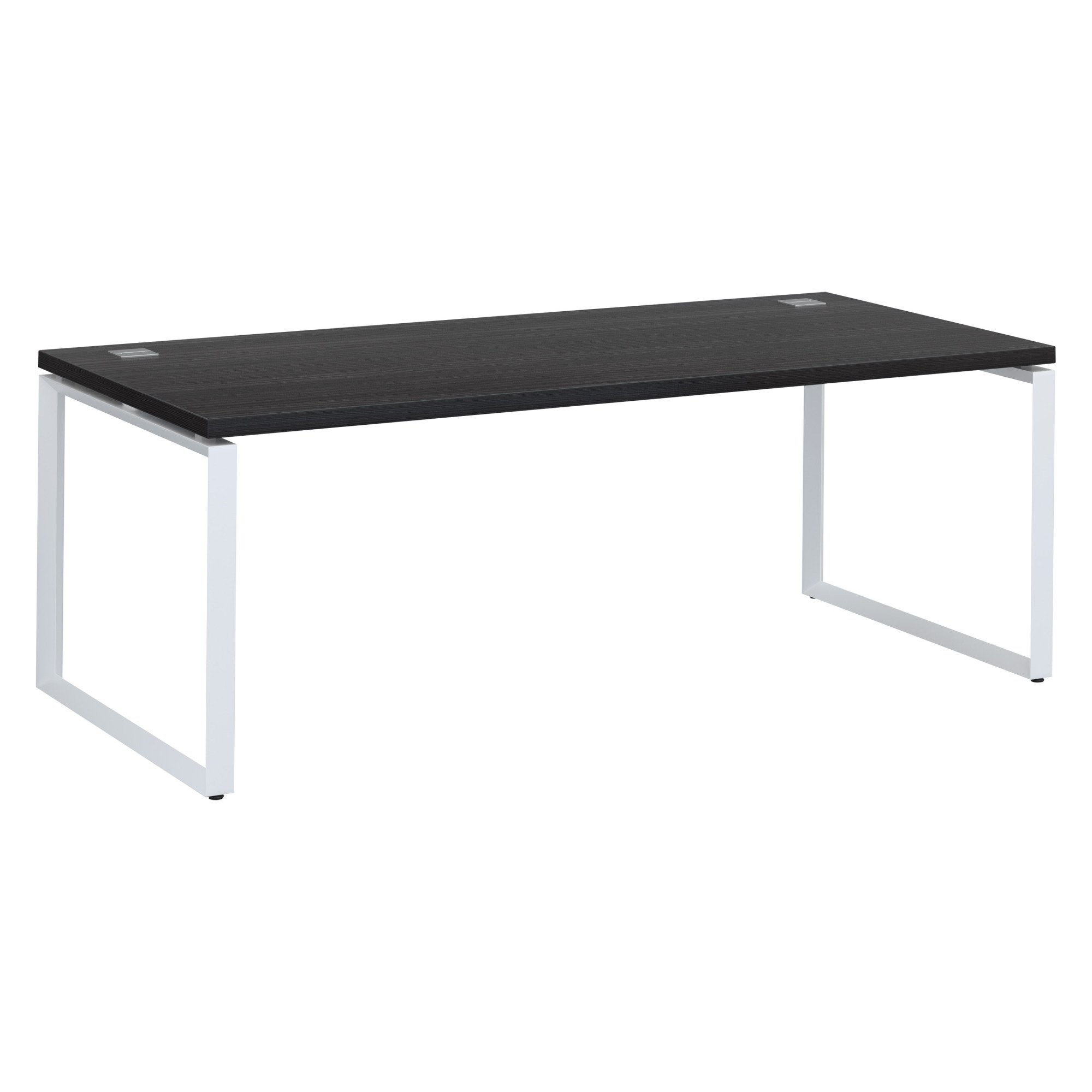 Bureau droit noir L 200 x P 90 cm, piètement métal format carré - Milano