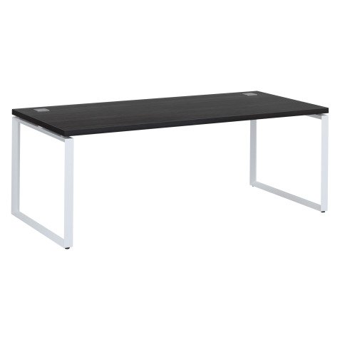 Bureau droit noir L 200 x P 90 cm, piètement métal format carré - Milano