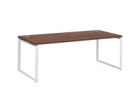 Mesa recta Shiny An 200 x Fon 90 cm nogal con patas de acero