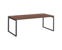 Mesa recta Shiny An 200 x Fon 90 cm nogal con patas de acero