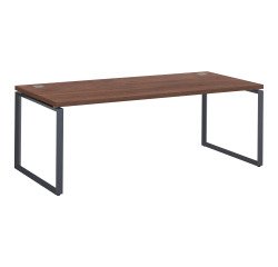 Mesa recta Shiny An 200 x Fon 90 cm nogal con patas de acero
