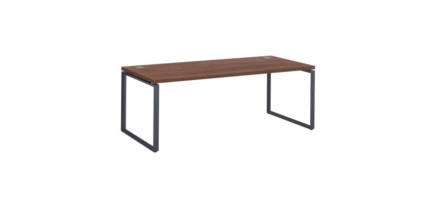 Mesa recta Shiny An 200 x Fon 90 cm nogal con patas de acero
