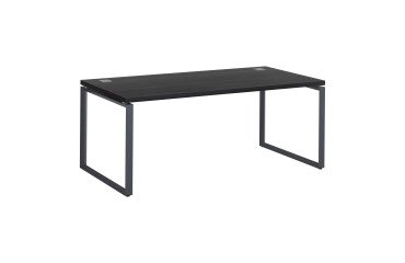 Mesa recta Shiny An 180 x Fon 90 cm negro ébano con patas de acero