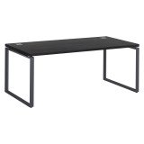 Bureau droit noir L 180 x P 90 cm, piètement métal format carré - Milano
