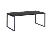 Mesa recta Shiny An 180 x Fon 90 cm negro ébano con patas de acero