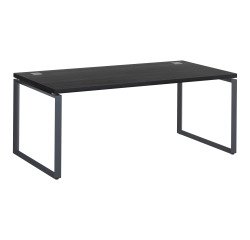 Bureau droit noir L 180 x P 90 cm, piètement métal format carré - Milano