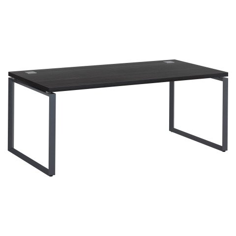 Mesa recta Shiny An 180 x Fon 90 cm negro ébano con patas de acero antracita