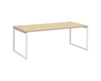 Mesa recta Shiny An 200 x Fon 90 cm roble claro con patas de acero